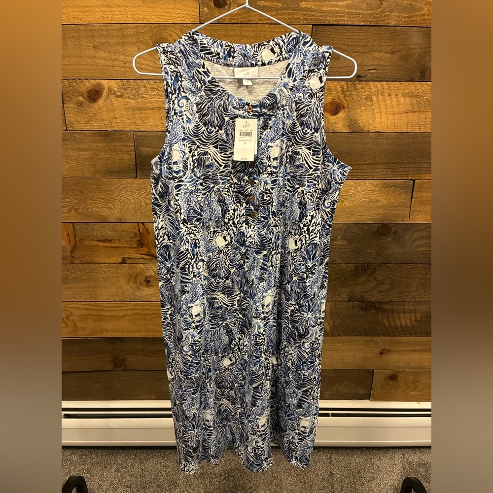 J. Jill Blue and White Patterned Sleeveless Dress